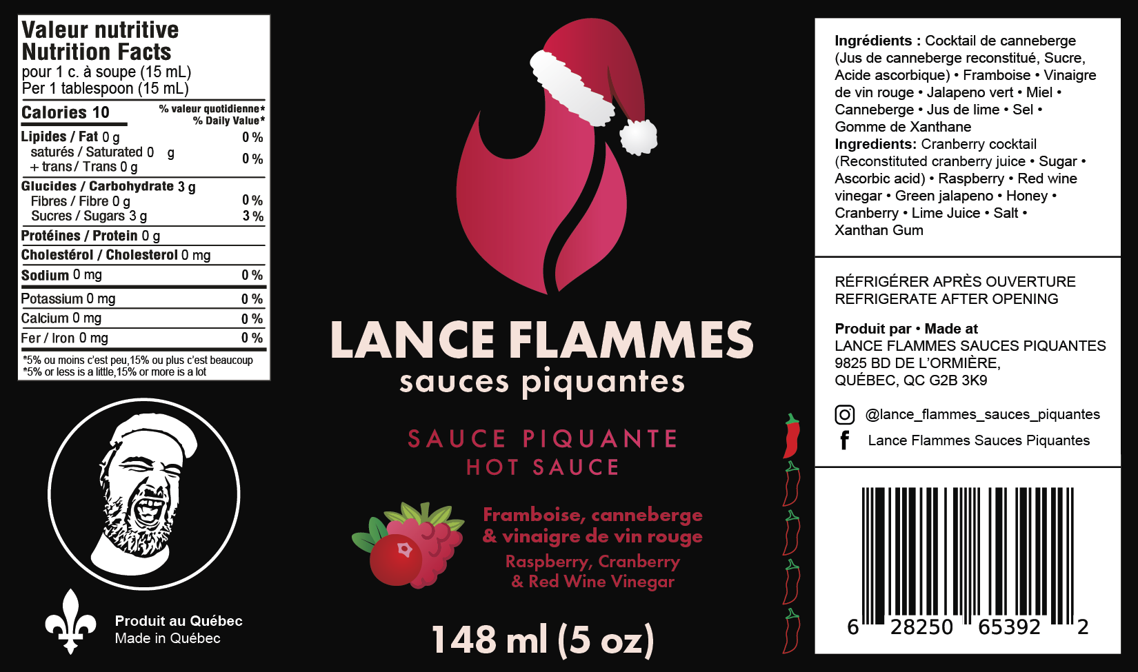 Sauce Framboise, canneberge & vinaigre de vin rouge